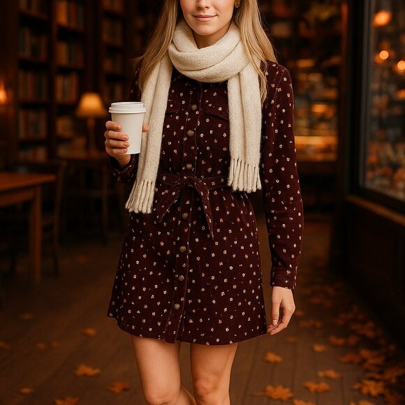 Velvet Hear - Floral Corduroy Dress – Women’s Size M - Picture 4 of 4